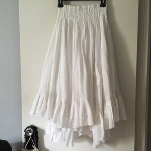 Gorgeous Galatea White Cotton Layered Prairie Boho Ruffle Hem Skirt L